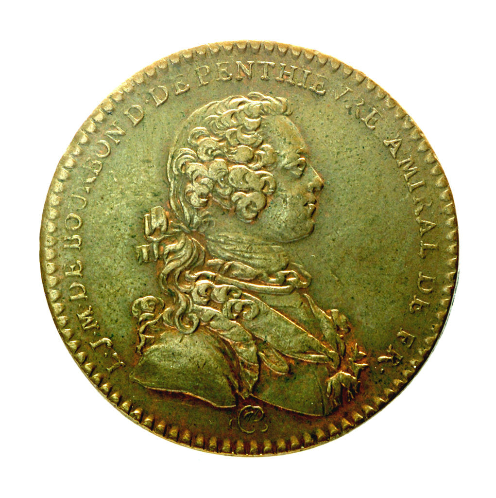 Detail of Counter commemorating the war ended; obverse by J.C. Roettier