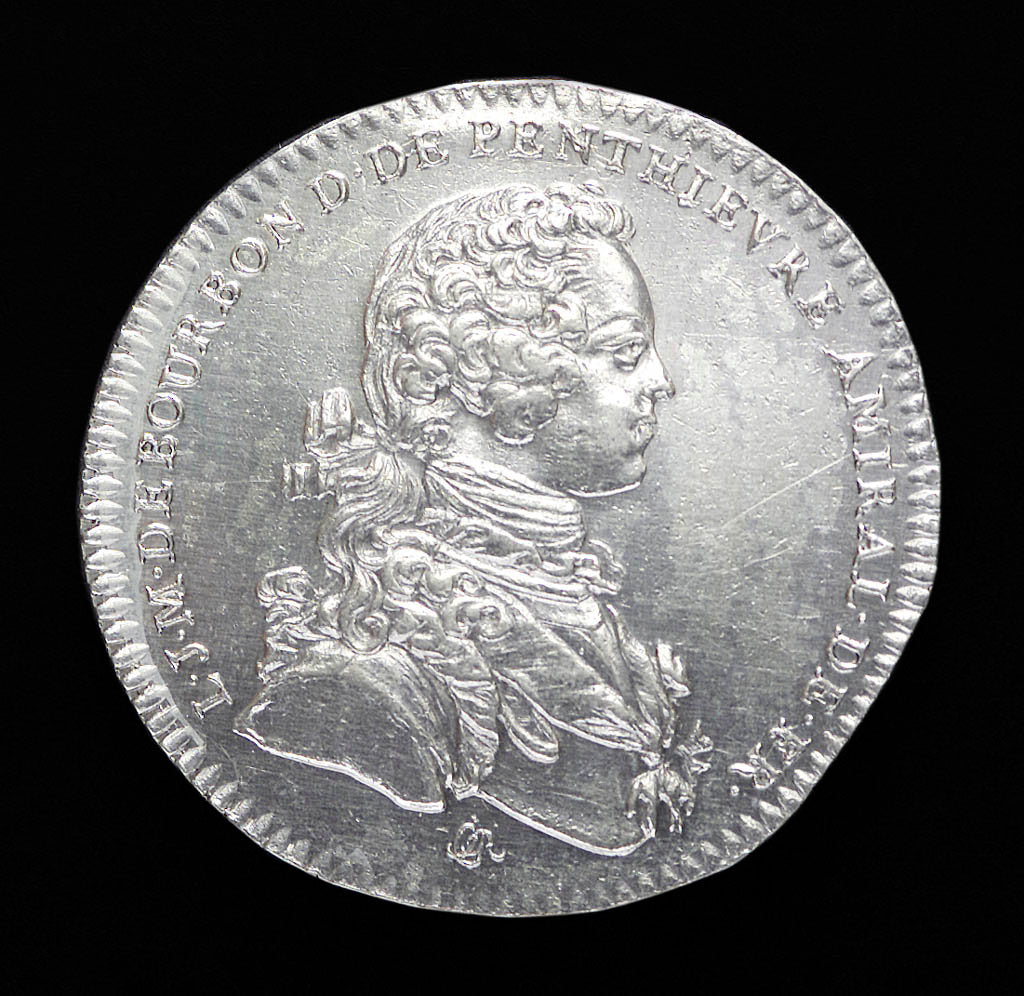 Detail of Counter commemorating the Battle of Minorca, 1756; obverse by J.C. Roettier