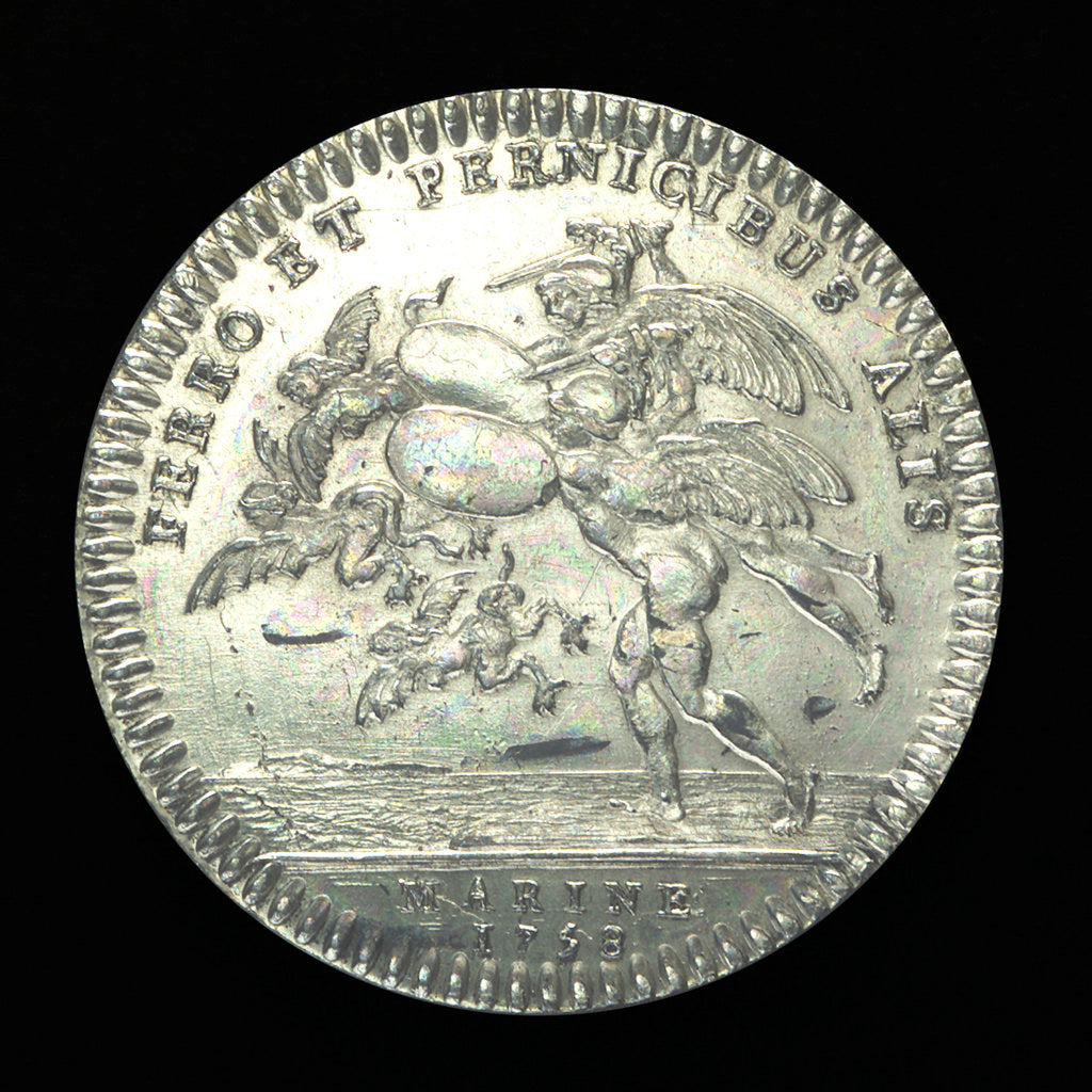 Detail of Counter commemorating Montcalm's success in Canada; reverse by unknown