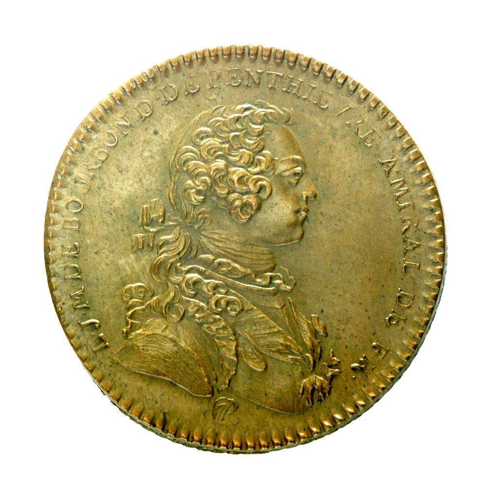 Detail of Counter commemorating Montcalm's successes in Canada; obverse by J.C. Roettier