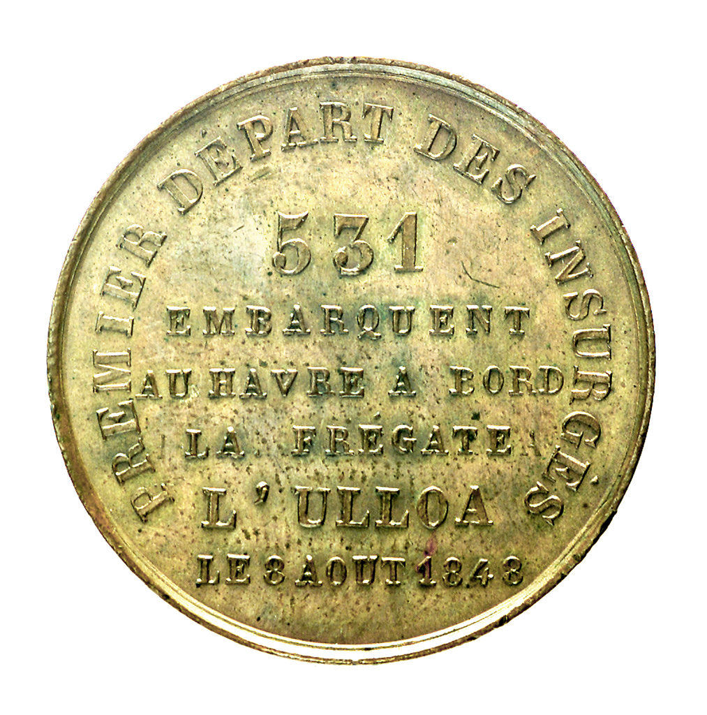 Detail of Counter commemorating the embarkation of the insurgents at Le Havre, 1848; reverse by unknown