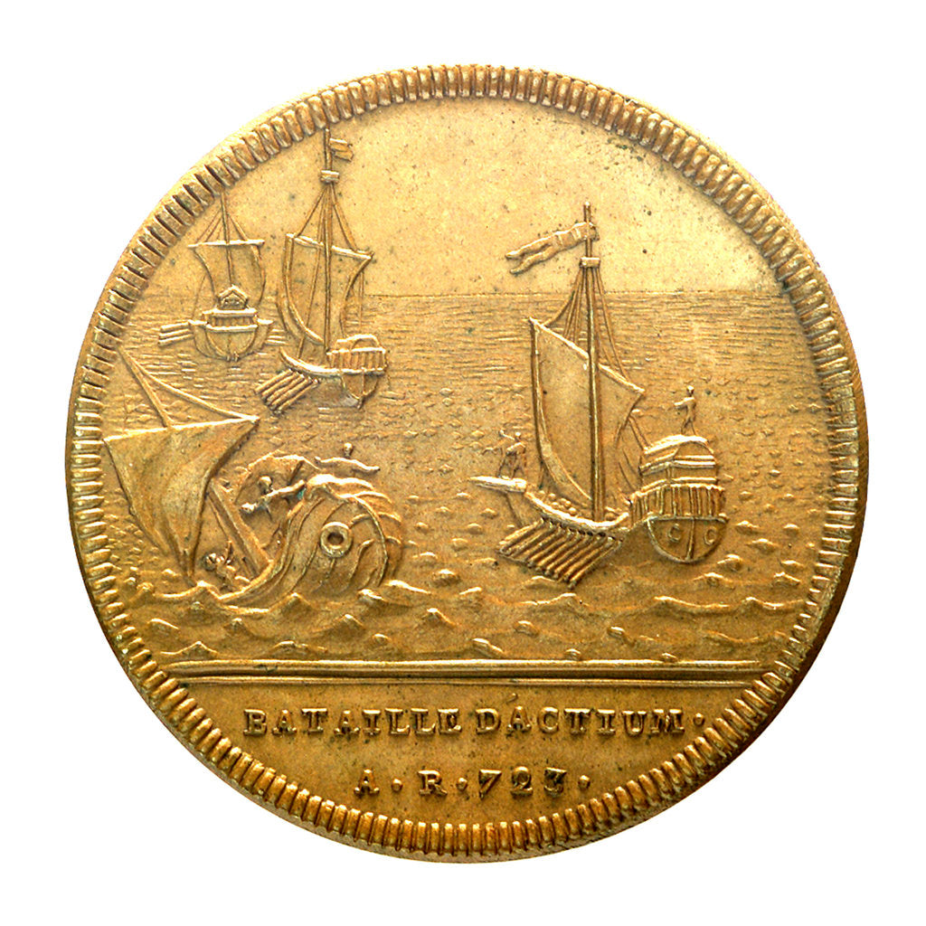 Detail of Counter commemorating the Battle of Actium BC31; reverse by J. Dassier