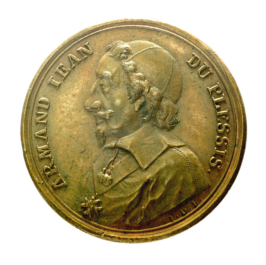 Detail of Counter commemorating the death of Cardinal Richelieu, 1642; obverse by J. Dassier