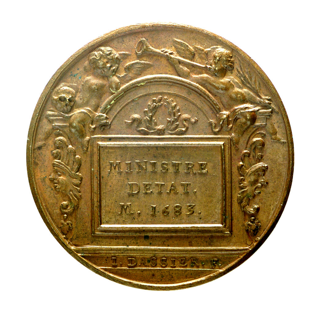 Detail of Counter commemorating Minister Colbert; reverse by J. Dassier