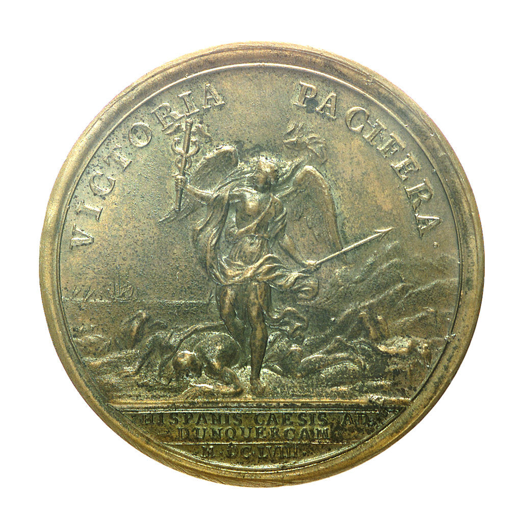 Detail of Medal commemorating the Spanish defeat at Dunkirk, 1658; reverse by J. Mauger