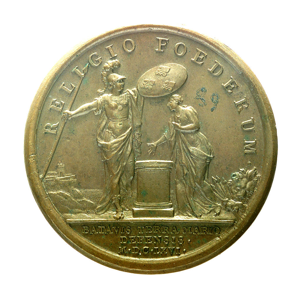 Detail of Medal commemorating the alliance of France and Holland, 1666; reverse by J. Mauger