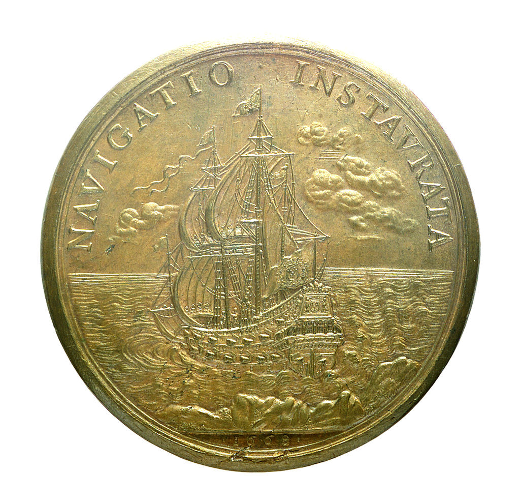 Detail of Medal commemorating the strengthened navy; reverse by J. Mauger
