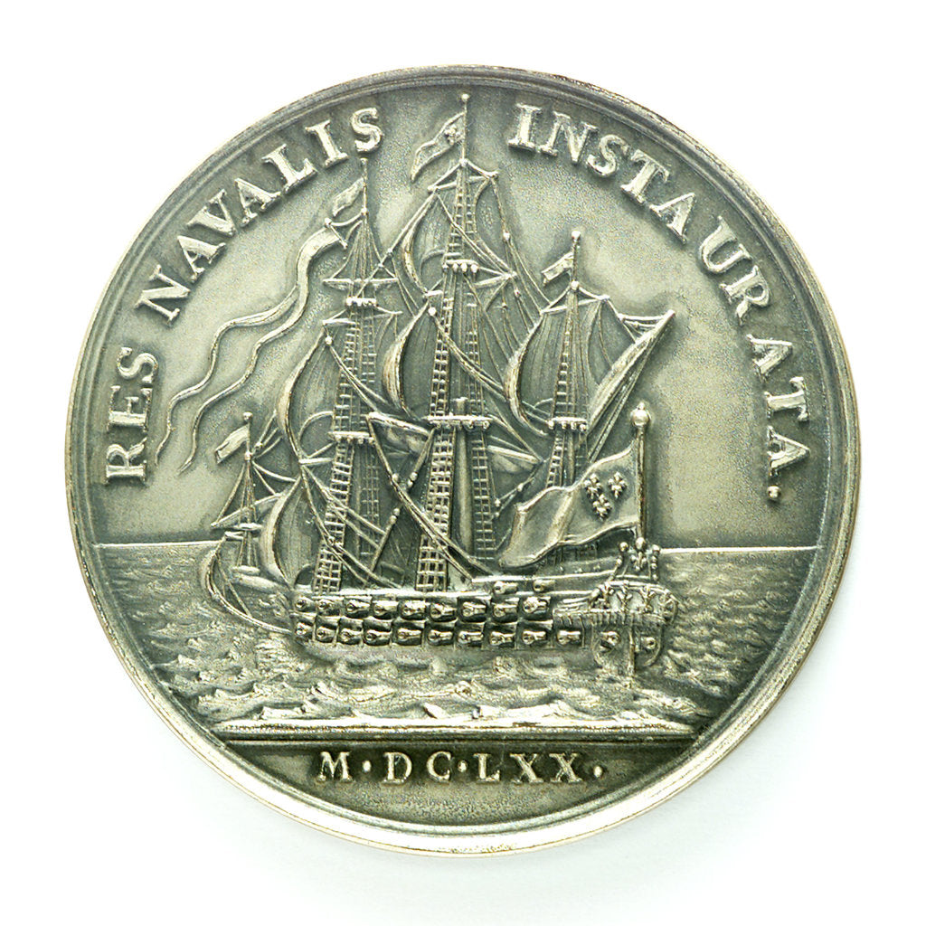 Detail of Medal commemorating naval forces prepared, 1670; reverse by J. Mauger