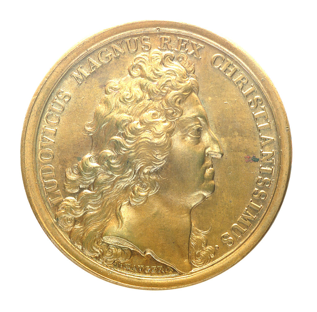 Detail of Medal commemorating the capture of Rosas, 1693; obverse by J. Mauger