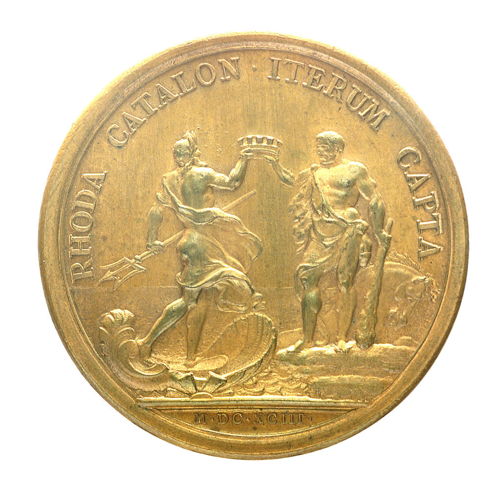 Detail of Medal commemorating the capture of Rosas, 1693; reverse by J. Mauger