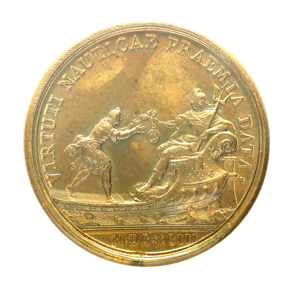 Detail of Naval reward medal; reverse by J. Mauger