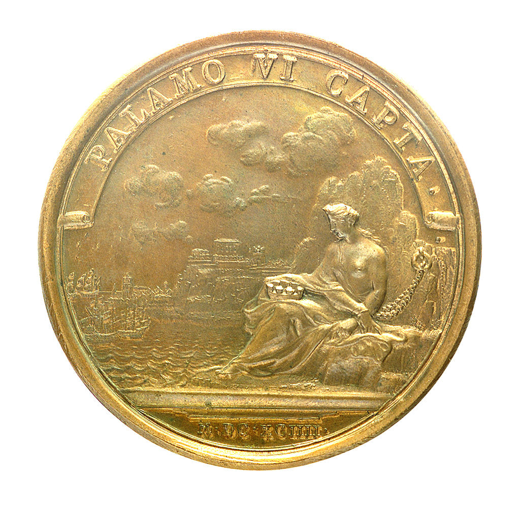 Detail of Medal commemorating the capture of Palamos, 1694; reverse by J. Mauger