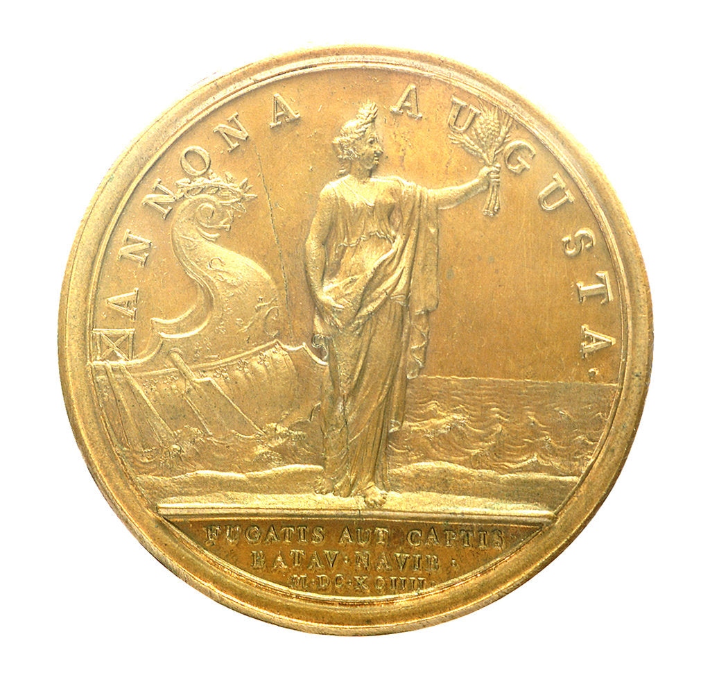 Detail of Medal commemorating Admiral Jean Bart recapturing the corn fleet, 1694; reverse by J. Mauger