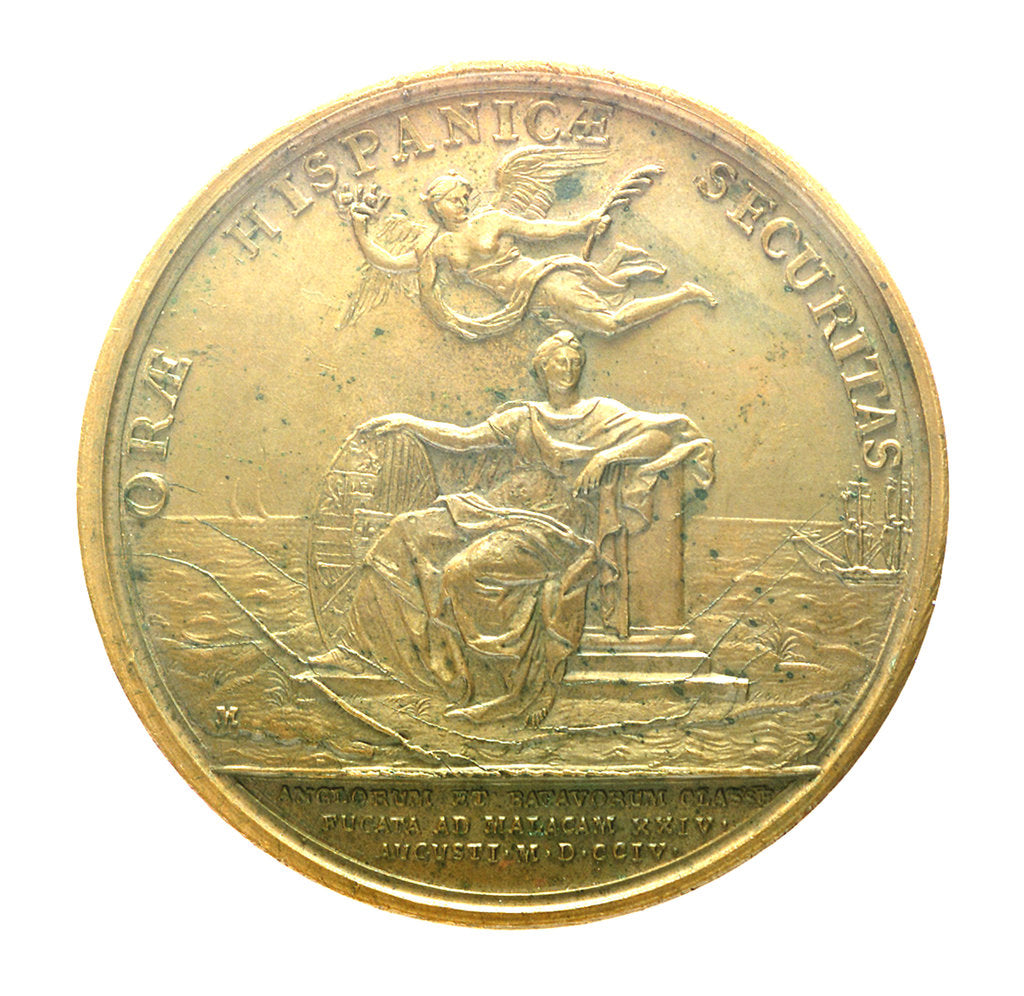 Detail of Medal commemorating the action off Malaga, 1704; reverse by J.A. Meisonie