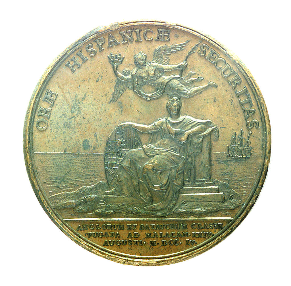 Detail of Medal commemorating the action off Malaga, 1704; reverse by T. Bernard