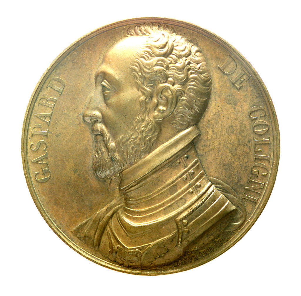 Detail of Medal commemorating Admiral Gaspard de Coligny (1516-1572); obverse by R. Gayrard