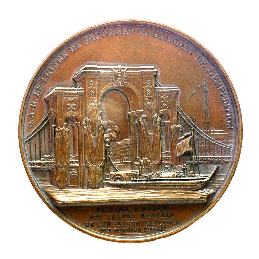 Detail of Medal commemorating the translation of the body of Napoleon to Rouen; reverse by Alexis Joseph Depaulis