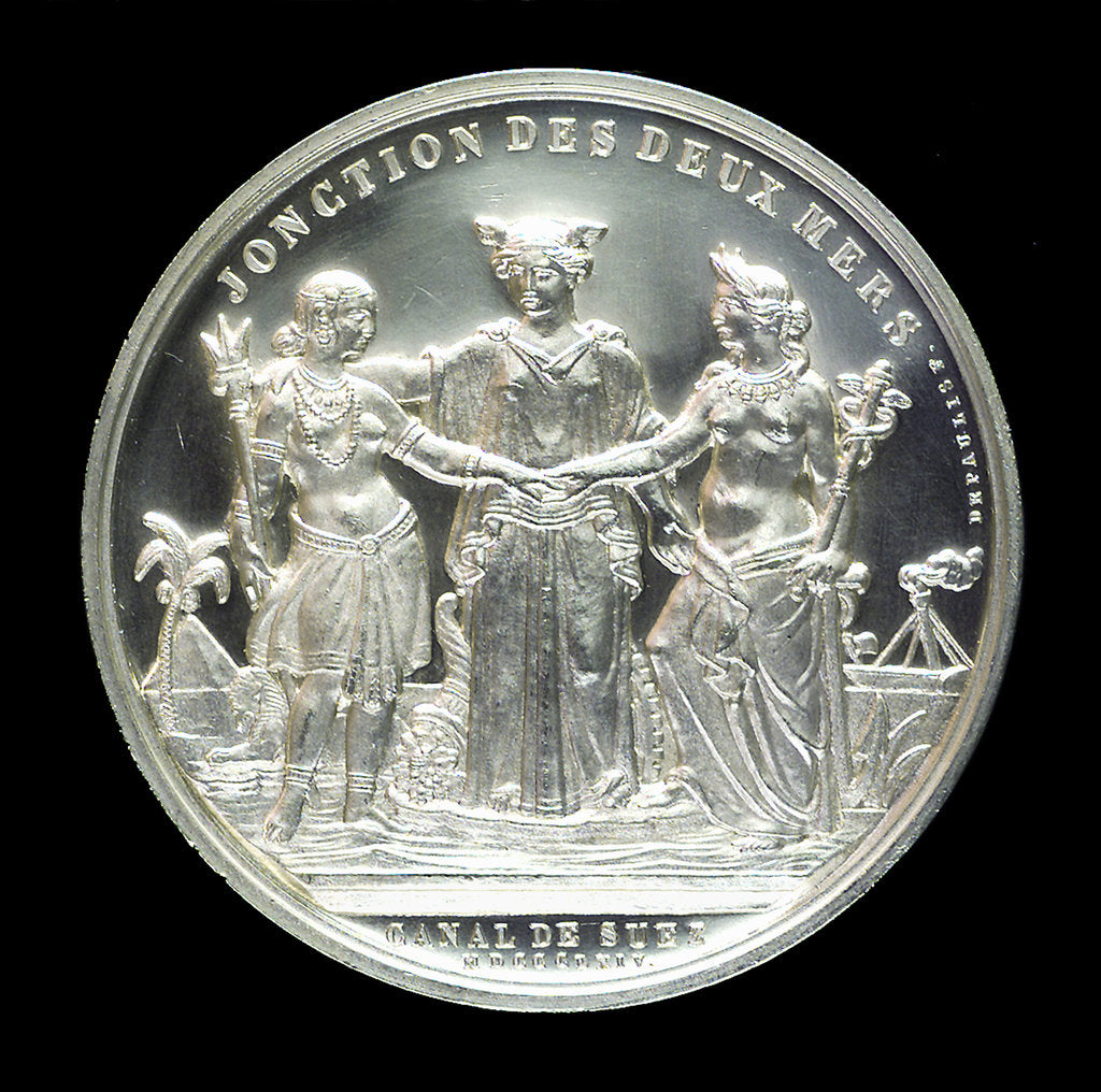 Detail of Medal commemorating the opening of the Suez Canal, 1869; reverse by E.A. Oudin