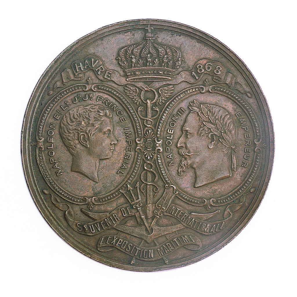 Detail of Medal commemorating the International Maritime Exhibition, Havre, 1868; obverse by A. Hamel