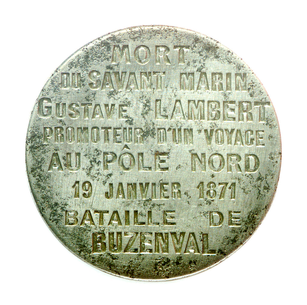 Detail of Medal die commemorating the siege of Paris, 1870-1871 and G Lambert, the explorer; obverse by unknown