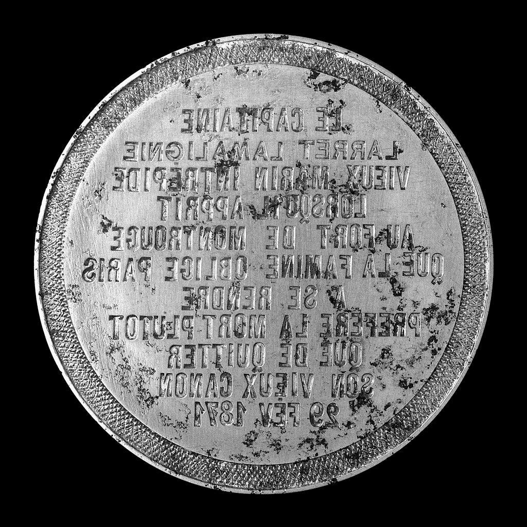 Detail of Medal die commemorating the siege of Paris, 1870-1871 and Captain Lamalignie; obverse by unknown