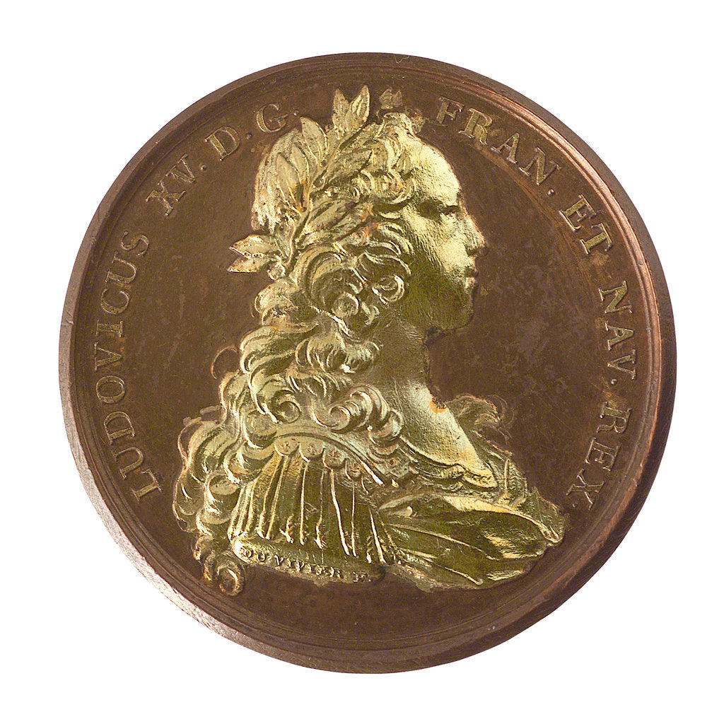 Detail of Medal commemorating Louisburg founded and fortified, 1720; obverse by J. Duvivier