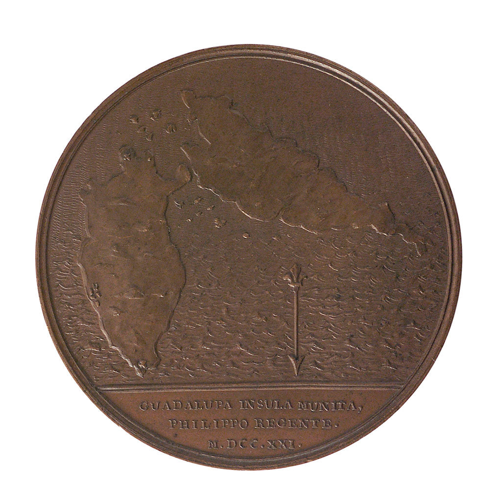 Detail of Medal commemorating the defence of Guadeloupe, 1721; reverse by J. Duvivier