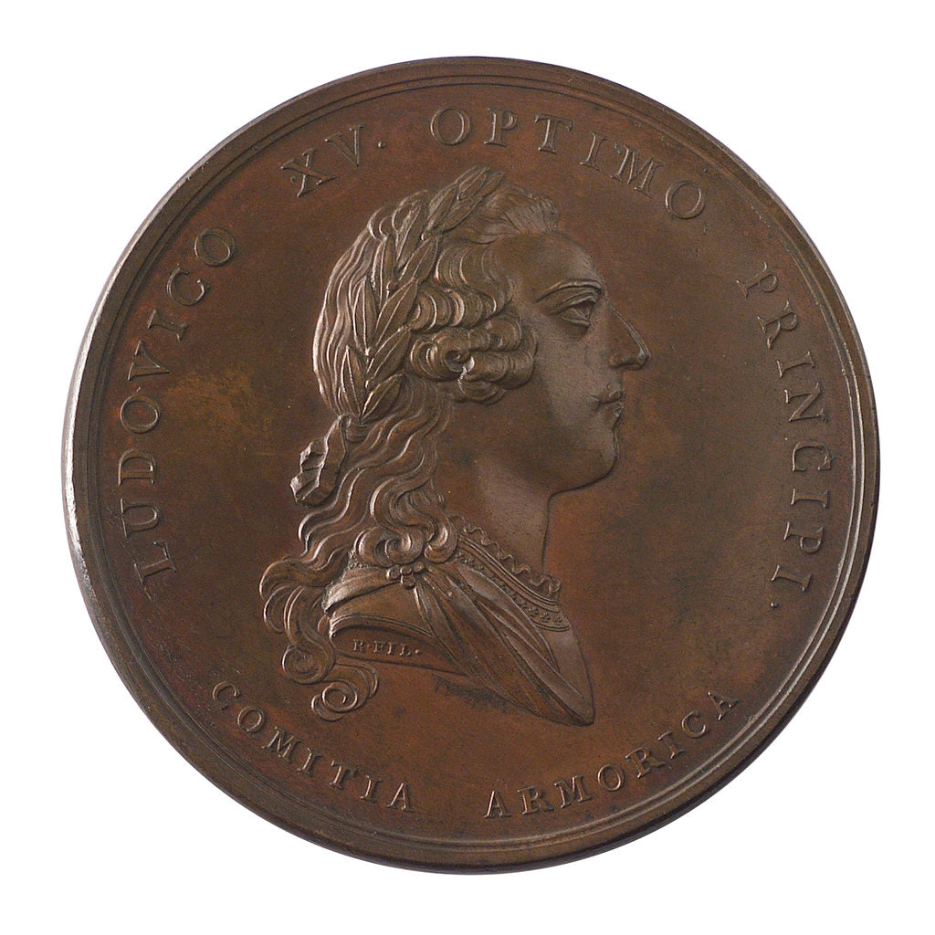 Detail of Medal commemorating the action at Saint Cast, 1758; obverse by J.C. Roettier