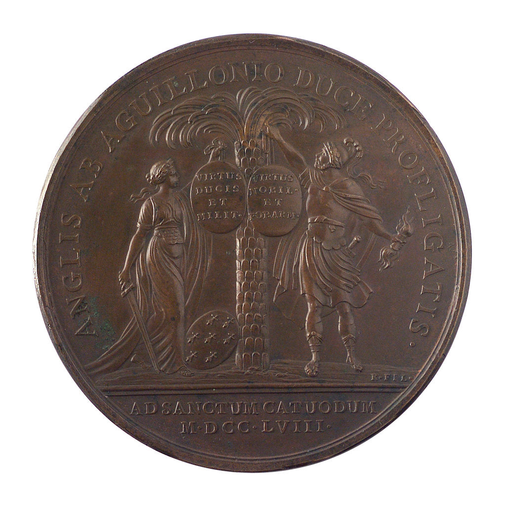 Detail of Medal commemorating the action at Saint Cast, 1758; reverse by J.C. Roettier