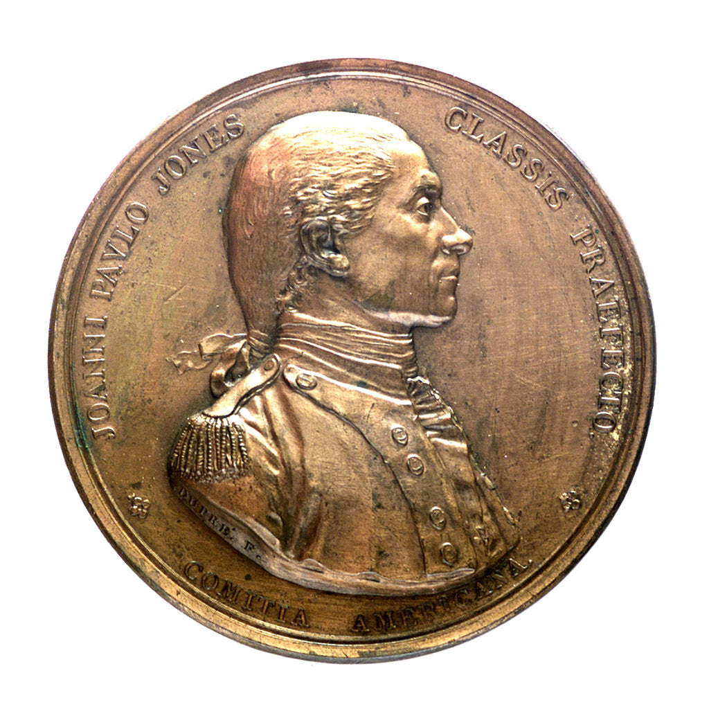 Detail of Medal commemorating the action off Flamborough Head, 1779 and Commodore John Paul Jones (1747-1792); obverse by Augustin Dupr