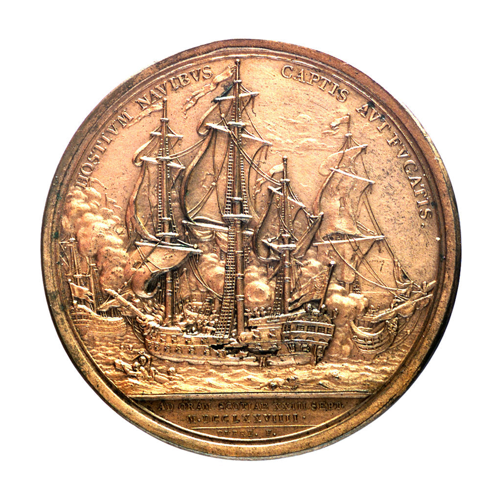 Detail of Medal commemorating the action off Flamborough Head, 1779 and Commodore John Paul Jones (1747-1792); reverse by Augustin Dupr