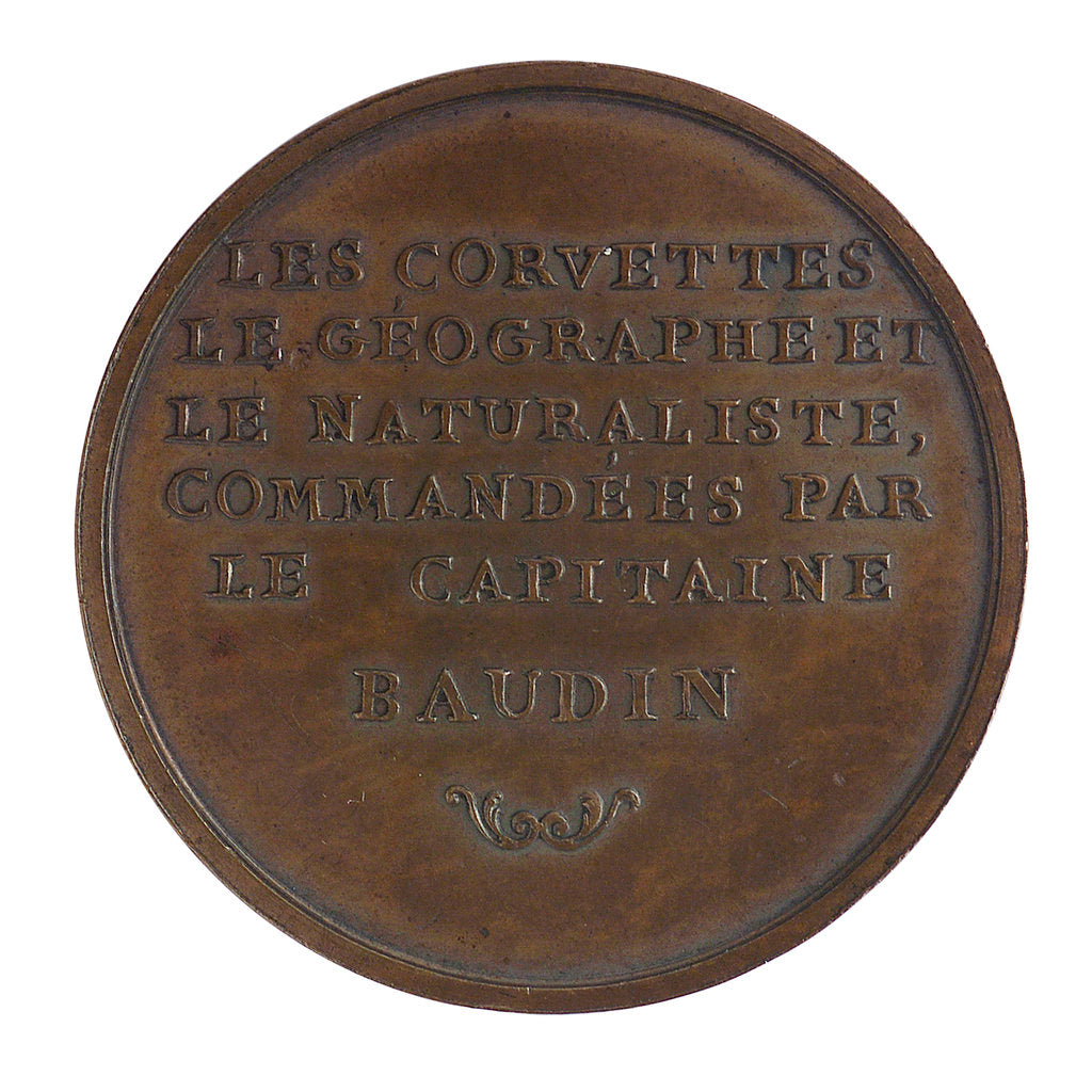 Detail of Medal commemorating Captain Nicholas Baudin's expedition to New Holland (Australia), 1801; reverse by P.A. Montagny