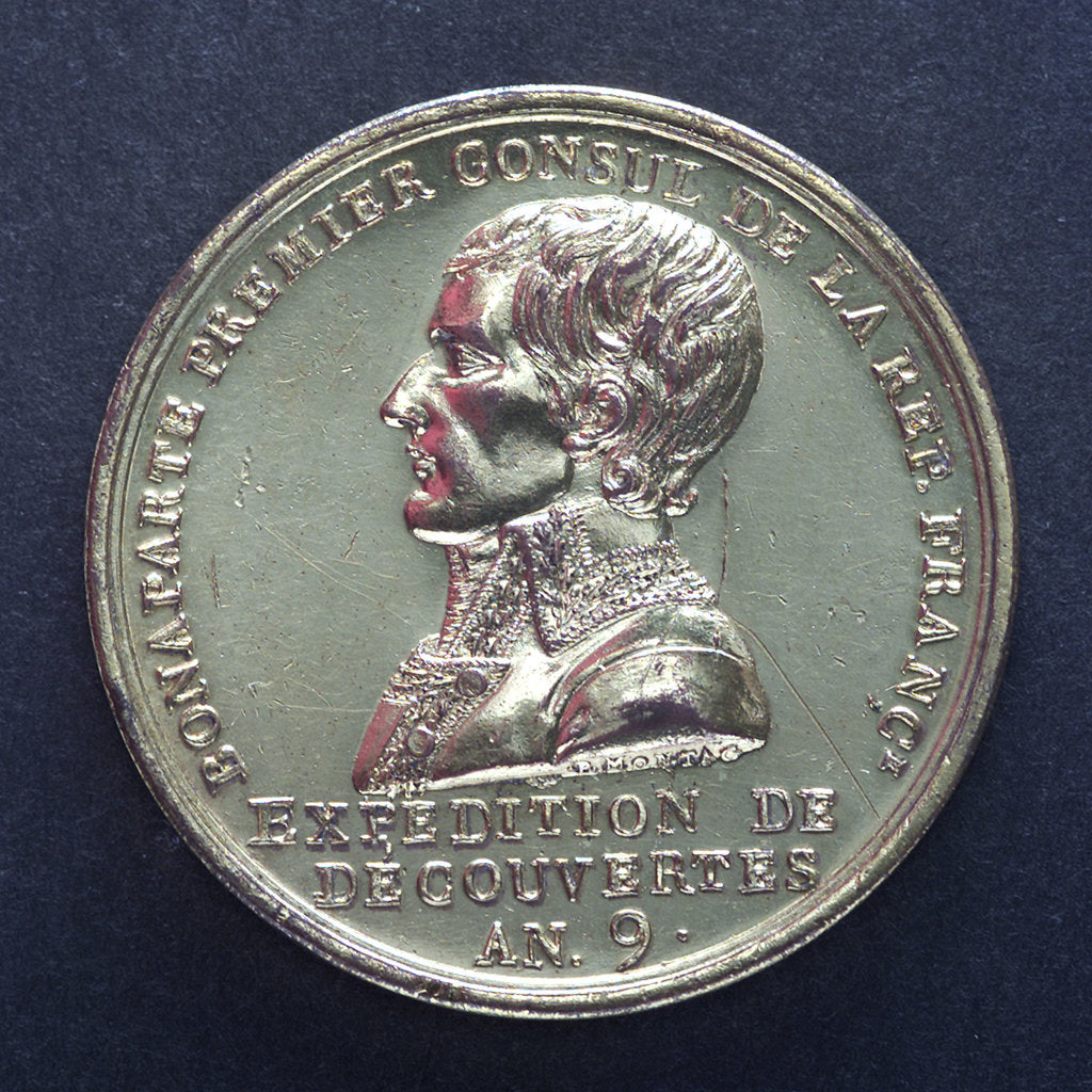 Detail of Medal commemorating Captain Nicholas Baudin's expedition to New Holland (Australia); obverse by P.A. Montagny