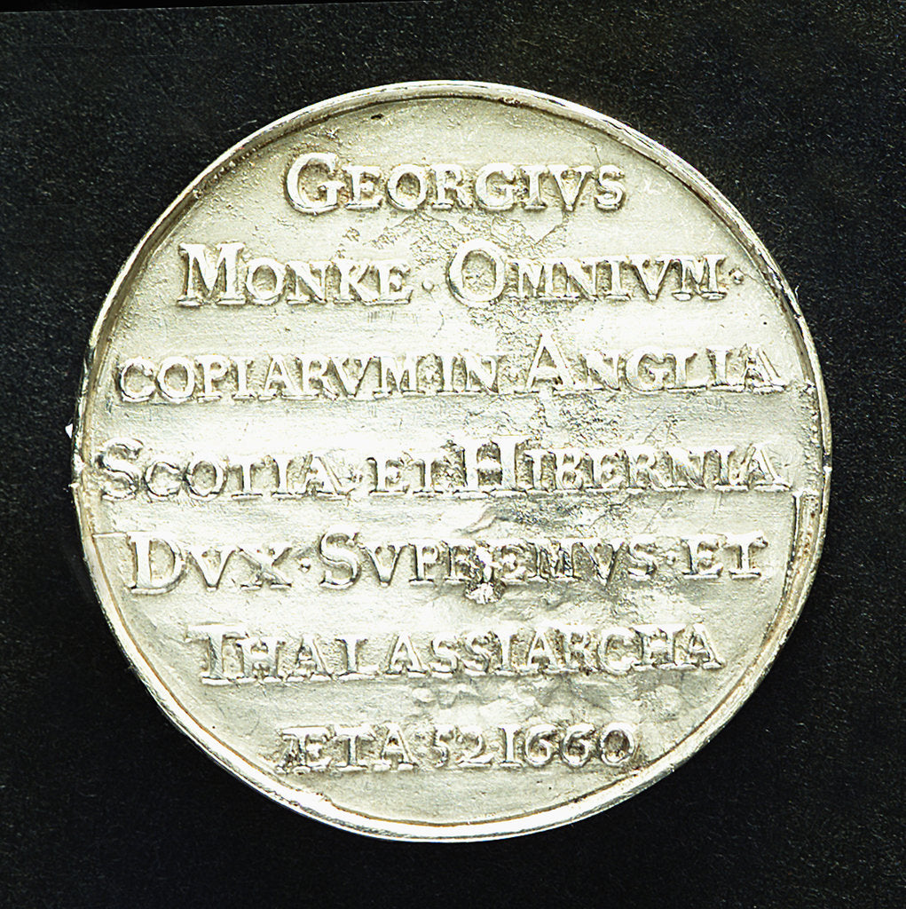 Detail of Medal commemorating Admiral General George Monk (1608-70): 1st Duke of Albemarle; reverse by T. Simon