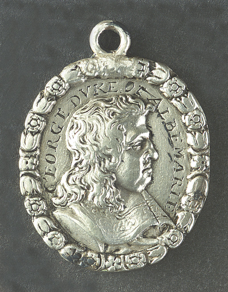 Detail of Medal commemorating Admiral General George Monk (1608-70): 1st Duke of Albemarle; obverse by unknown
