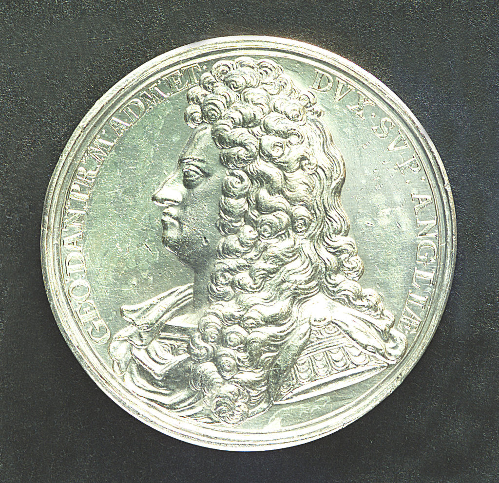 Detail of Medal commemorating Prince George of Denmark, High Admiral (1653-1708); reverse by J. Croker