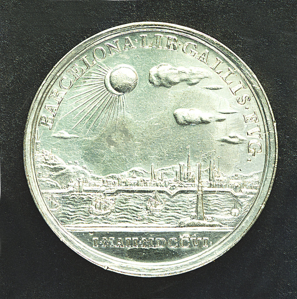 Detail of Medal commemorating Barcelona relieved, 1706; reverse by J. Croker