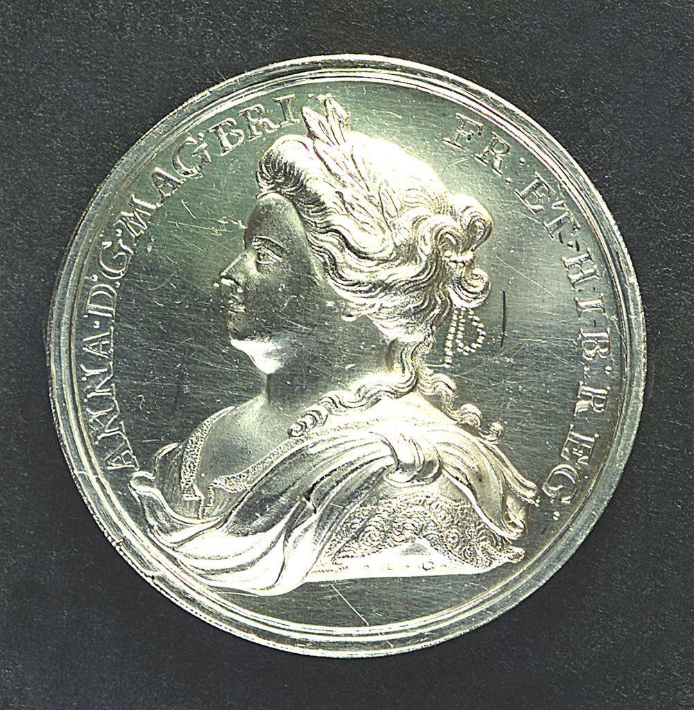 Detail of Medal commemorating the Peace of Utrecht, 1713; obverse by J. Croker