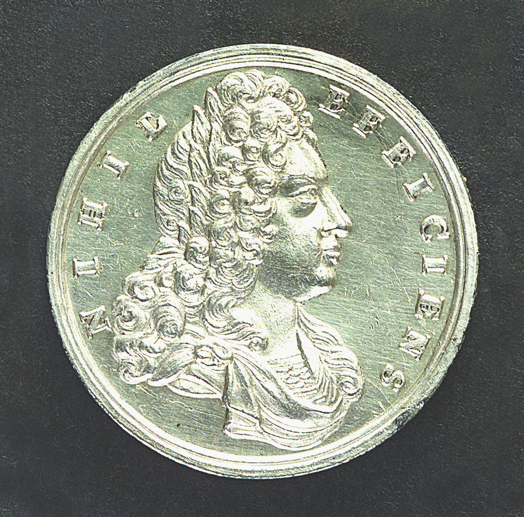 Detail of Medal commemorating the attempts of the Elder Pretender to recover the English Throne in 1708 and 1716; obverse by unknown