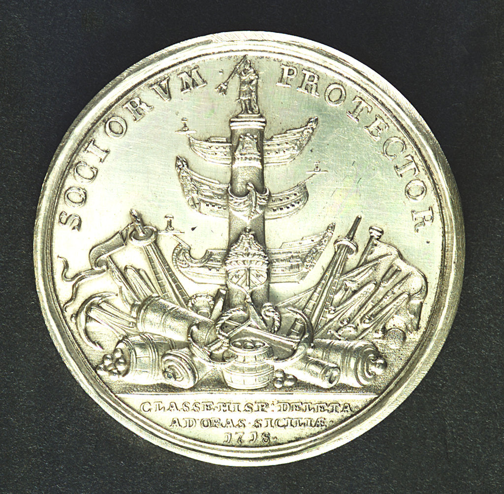 Detail of Medal commemorating the action off Cape Passaro, 1718; reverse by J. Croker