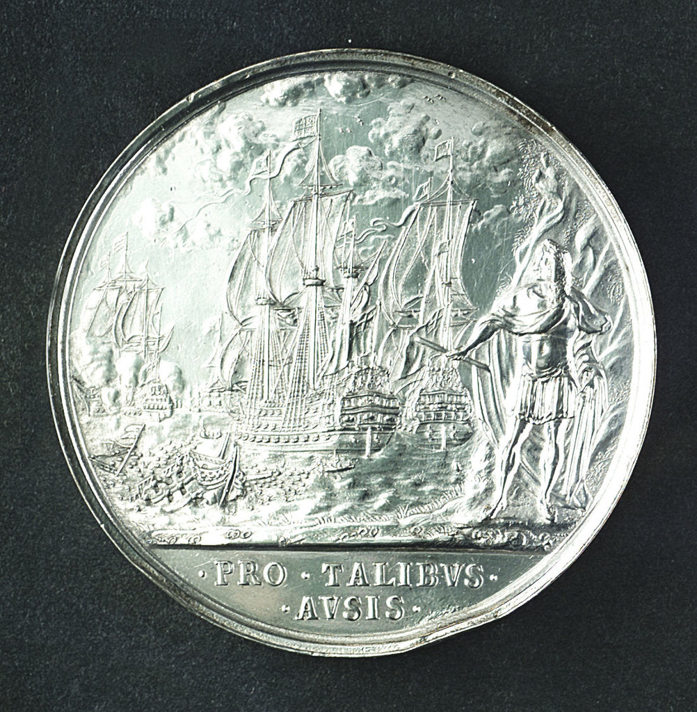 Detail of Medal commemorating the Battle of Lowestoft, 1665; reverse by J. Roettier