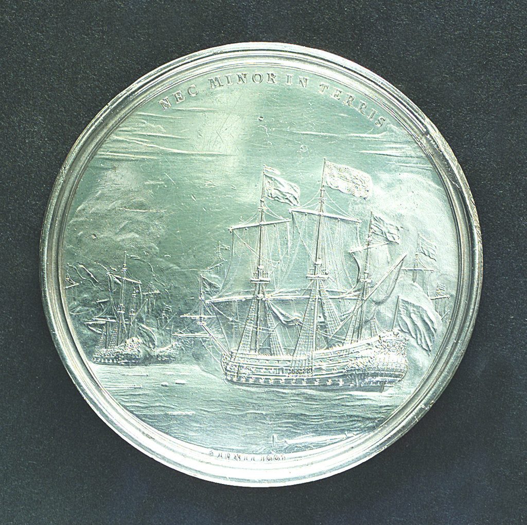 Detail of Medal commemorating the Battle of Lowestoft, 1665; reverse by J. Roettier