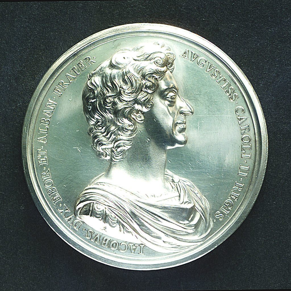 Detail of Medal commemorating the Battle of Lowestoft, 1665; obverse by J. Roettier
