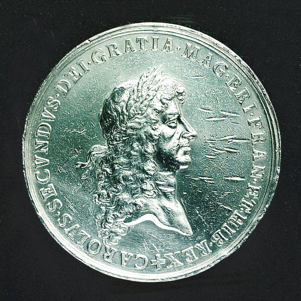 Detail of Medal commemorating the proposed commercial treaty with Spain; obverse by J. Roettier