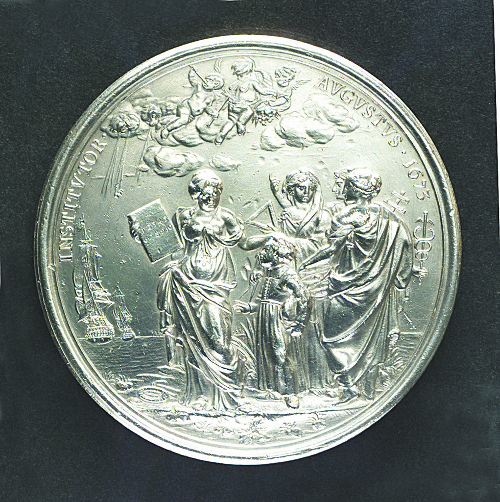 Detail of Medal commemorating Christ's Hospital; reverse by J. Roettier