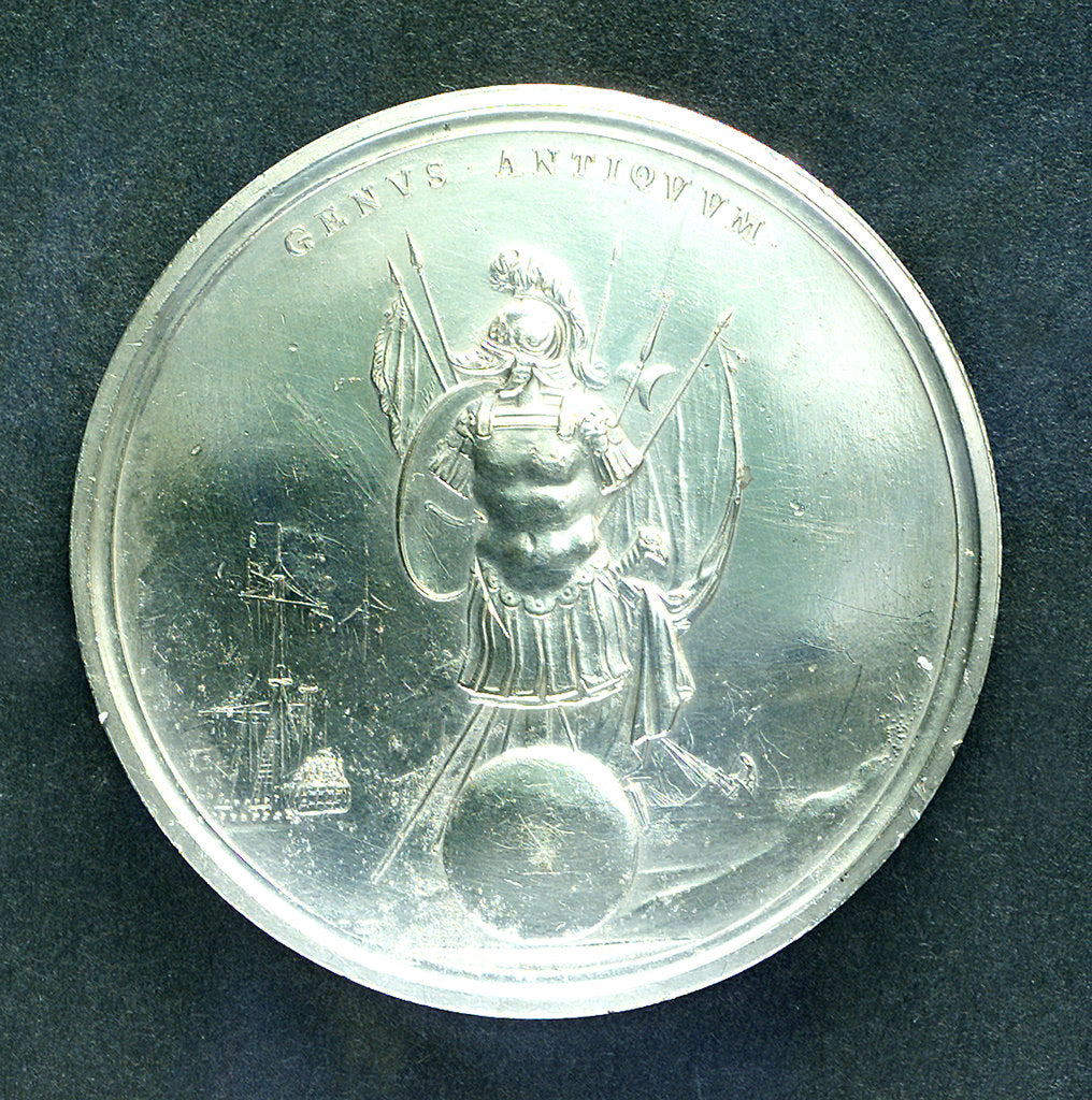 Detail of Naval and military reward medal; reverse by J. Roettier