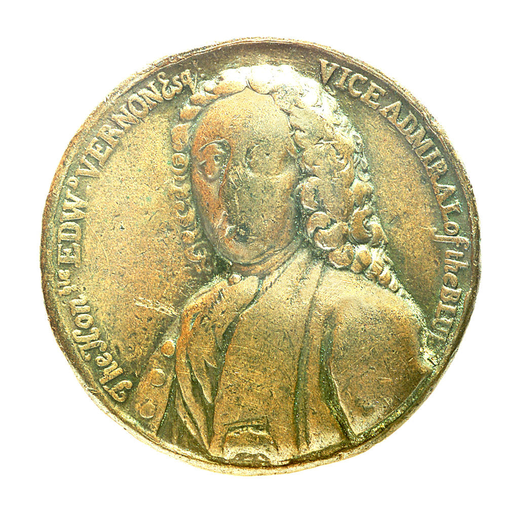 Detail of Medal commemorating Admiral Edward Vernon (1684-1757); obverse by unknown