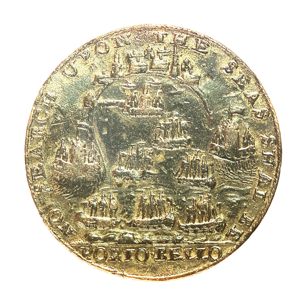 Detail of Medal commemorating Admiral Edward Vernon (1684-1757) and the capture of Porto Bello, 1739; reverse by unknown