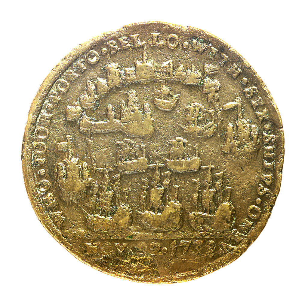 Detail of Medal commemorating Admiral Edward Vernon (1684-1757) and the capture of Porto Bello, 1739; reverse by unknown