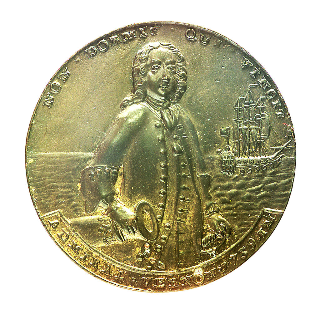 Detail of Medal commemorating Admiral Edward Vernon (1684-1757); obverse by unknown